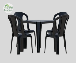 Aluguel de mesas e cadeiras pretas para eventos
